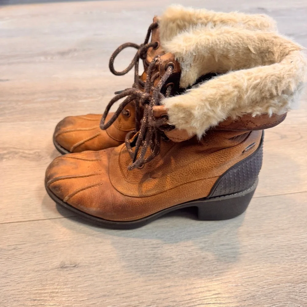 Merrell Chateau Mid Lace Fur Lined Lace Up Boots Brown Women US 7 Brown Oak‎